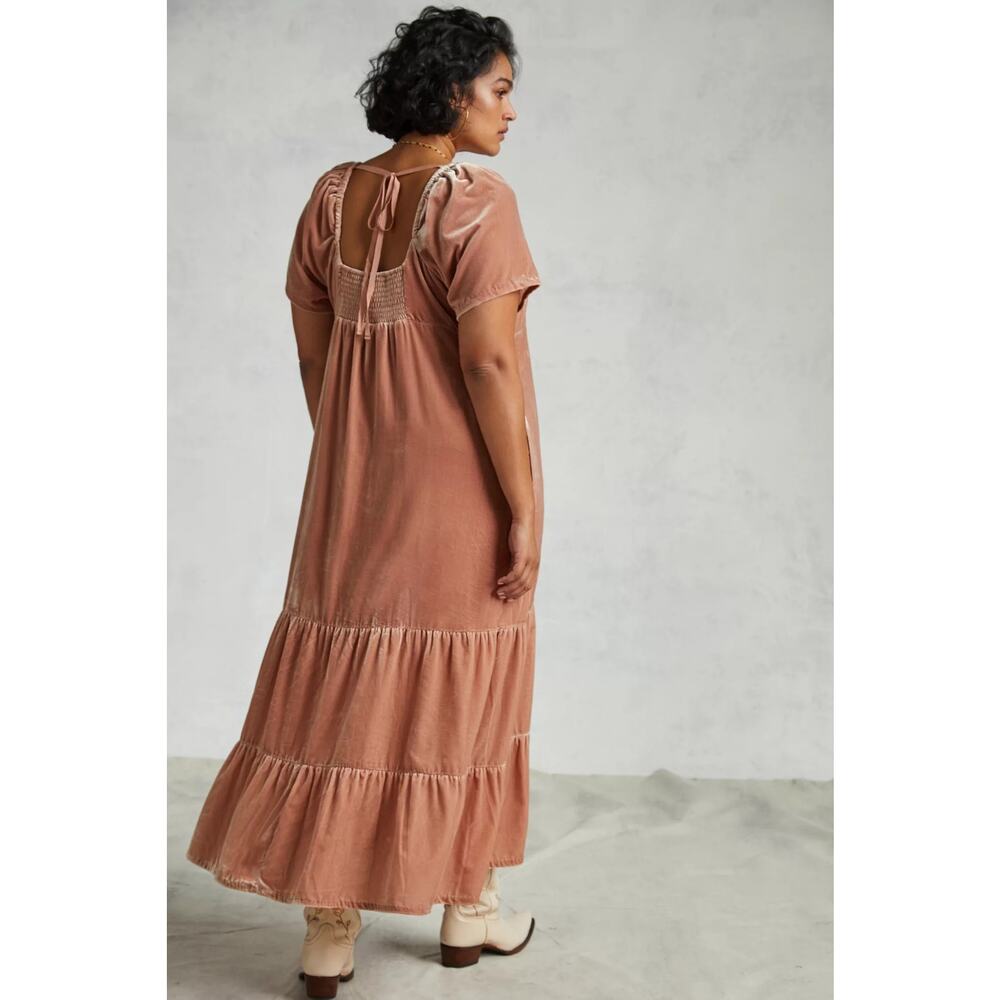 Anthropologie Velvet Empire Waist Midi Dress Blush 18W NWT - Picture 6 of 11